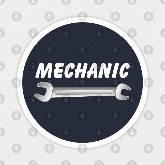 Mechanic Wrench White Text Magnet by Barthol Graphics